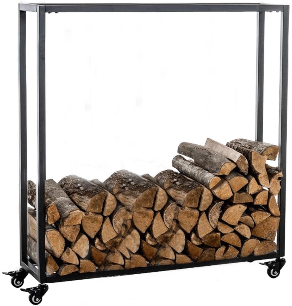 Portalegna per Camino HETTA in Acciaio Inox nero,25x80x100 cm