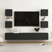 Set di Mobili Porta TV 6 pz Nero in Legno Multistrato 3078768