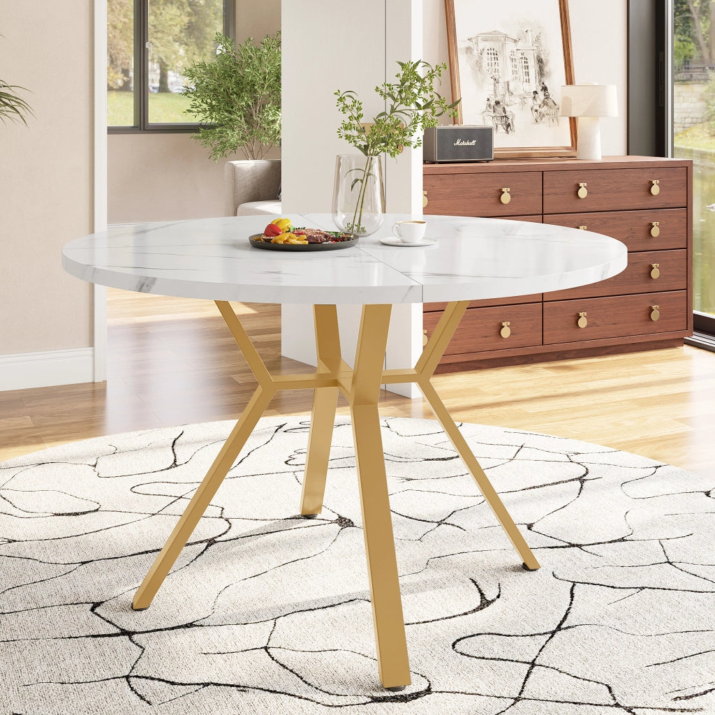 Tavolo da pranzo rotondo con 4 sedie set da 5 pezzi in MDF e acciaio effetto marmo con sedute in velluto grigio