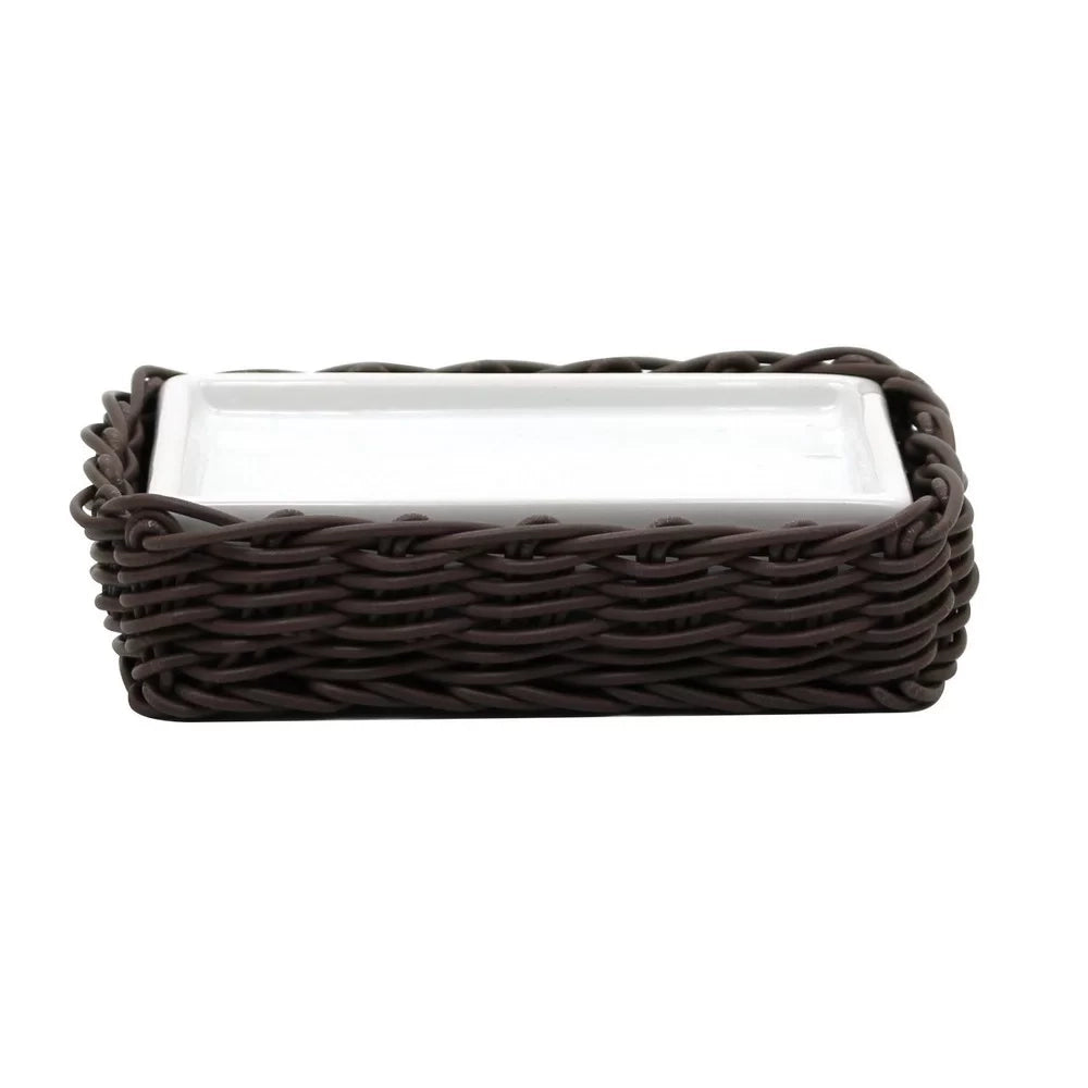 Portasapone in ceramica bianco - serie Fibra