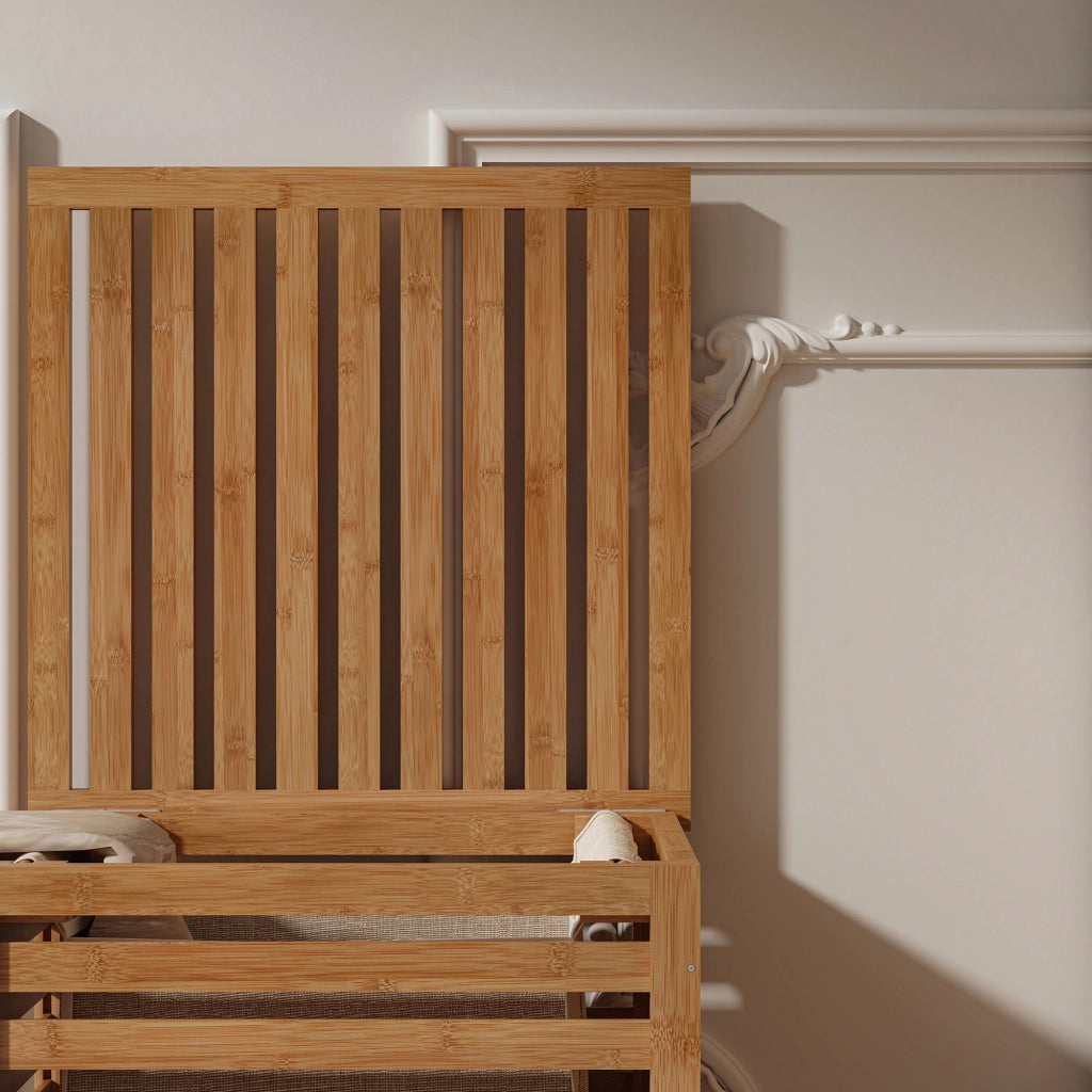 Mobile Portabiancheria Jystiand in Bambù con Coperchio Ribaltabile 57x40x40 cm 64 L [en.casa]
