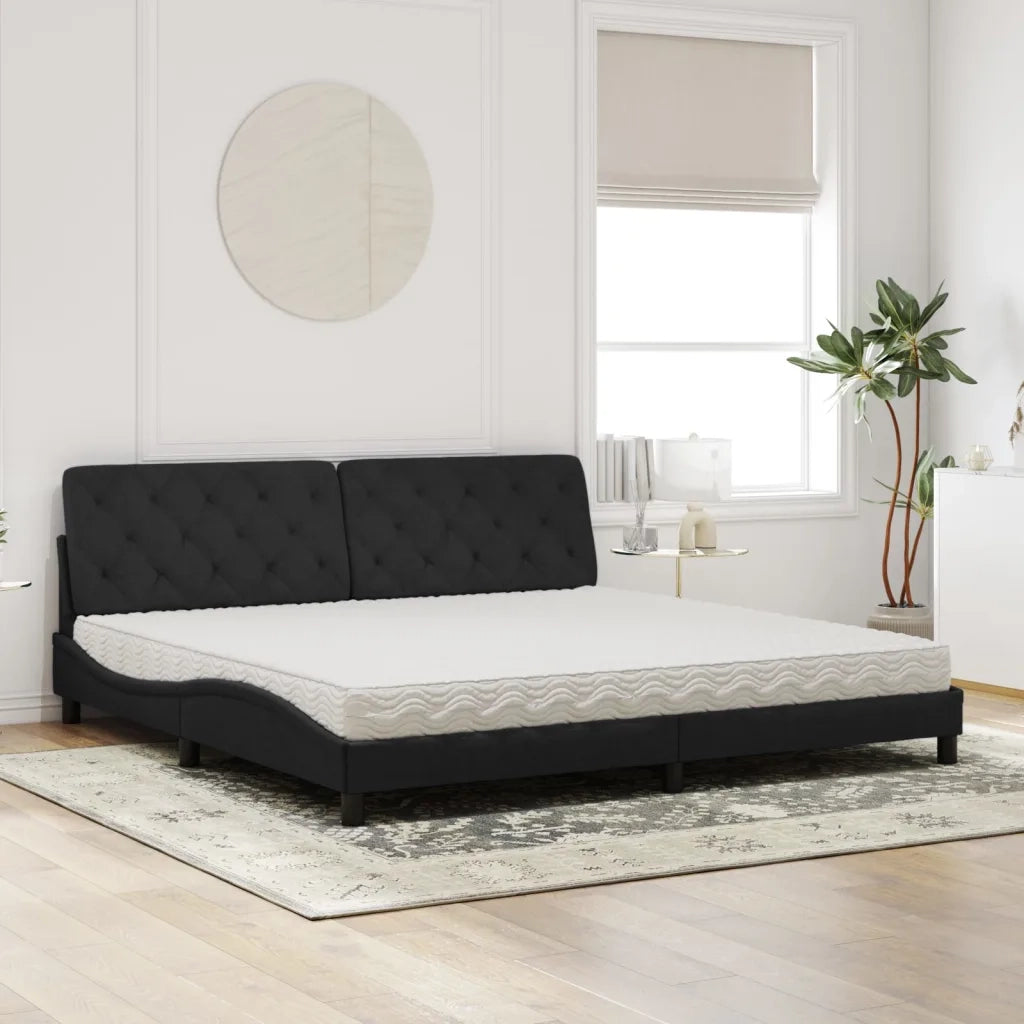 Letto con Materasso Nero 200x200 cm in Velluto 3208678