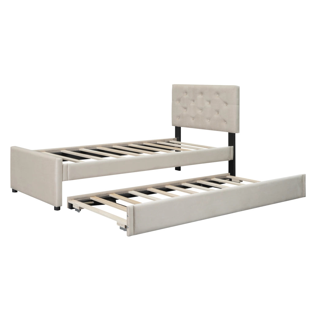 letto imbottito velluto beige 90 x 200 cm