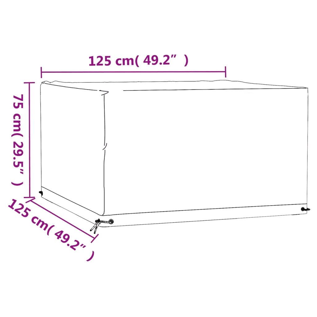 Coperture Mobili Giardino | Telone per mobili da esterni 2 pz 8 Occhielli 125x125x75cm Quadrate