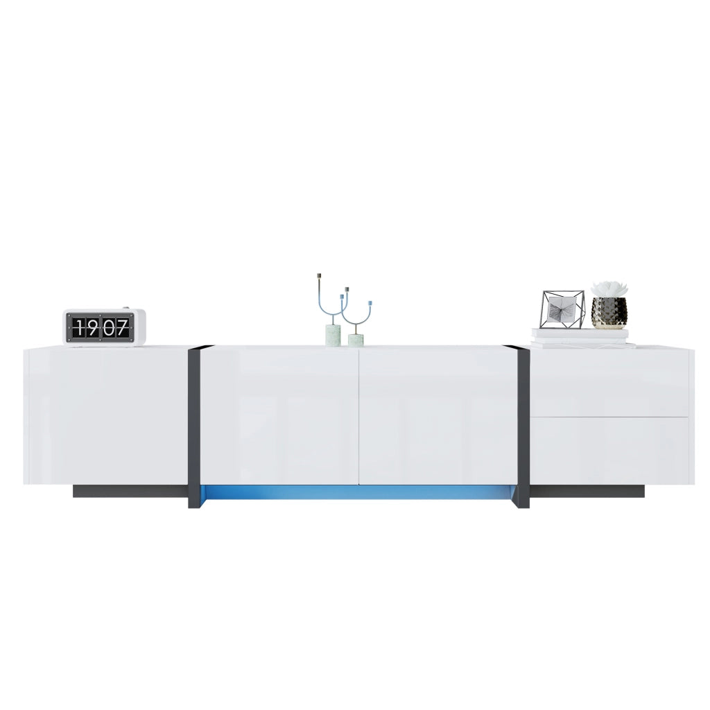 Mobile TV con 3 Ante 1 Cassetto e 1 Anta a Ribalta; Finitura Lucida; Soggiorno; 170 × 30 × 39 cm; Bianco