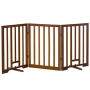 Cancellino per Cani Pieghevole a 3 Pannelli con Piedini Antiscivolo per Corridoi, Scale e Stanze, in Legno di Pino, 181x35x76 cm, Marrone Scuro
