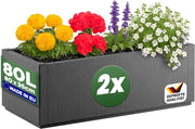 ® 2x Fioriera da Esterno Ethica in Plastica 80L 80x36x35cm Base Drenante Fioriere da Giardino Vaso Grade per Fiori Vasi per Piante Rettangolari