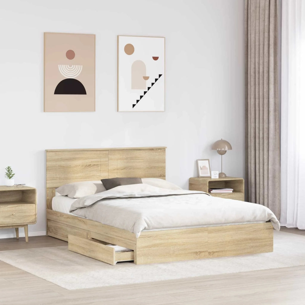 Letto con Contenitore con testiera Rovere Sonoma 140 x 200 cm 3408461