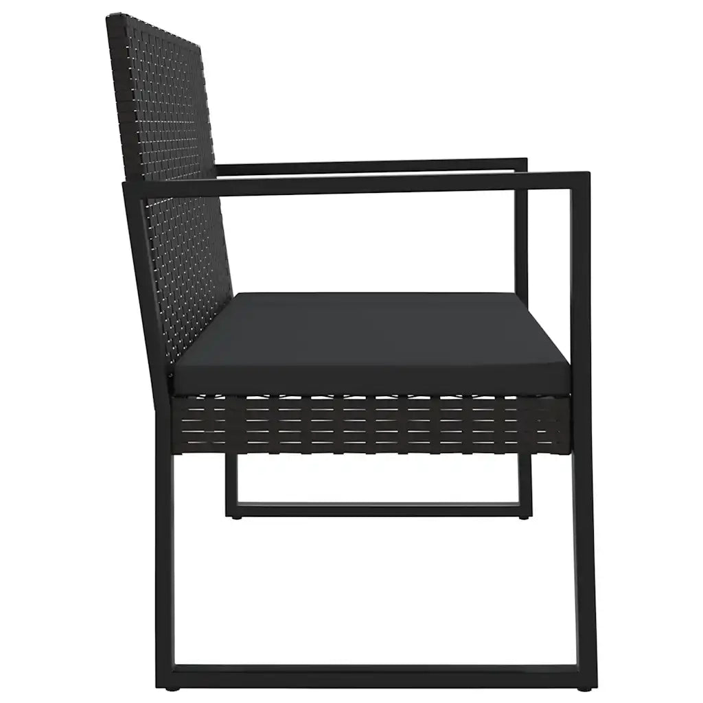 Set Divani da Giardino 4 pz | Set Salotto da Giardino con Cuscini Nero in Polyrattan