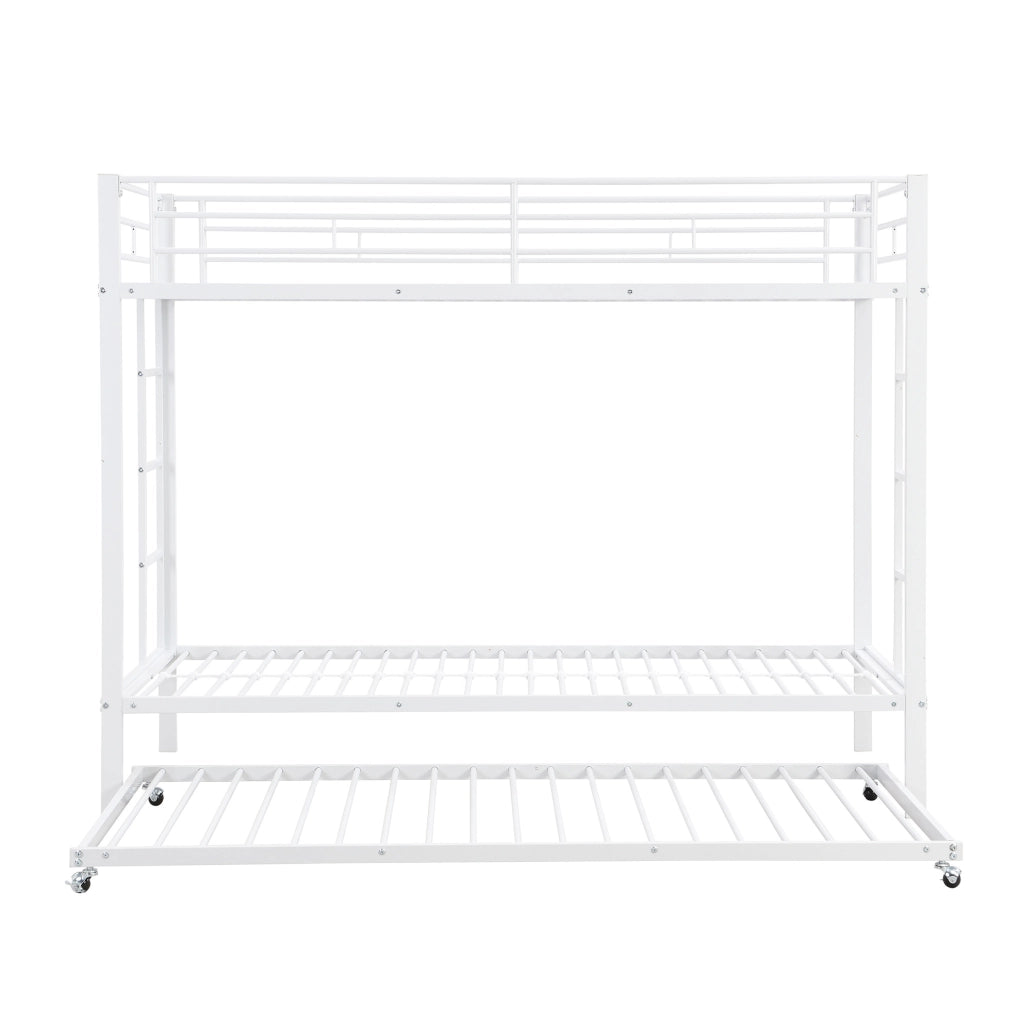 Letto a castello 90x200 cm; con letto estraibile; metallo; bianco