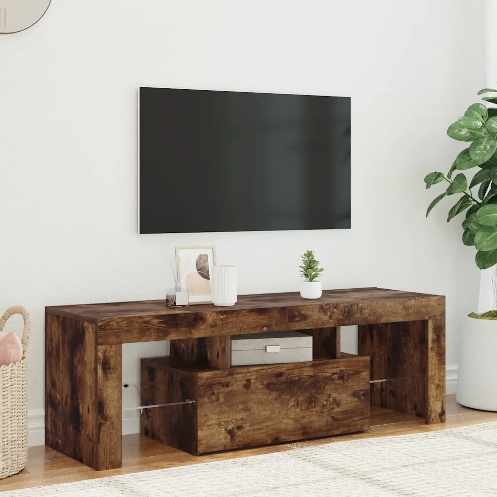 Mobile Porta TV con Luci LED Rovere Fumo 120x35x40 cm cod mxl 48174