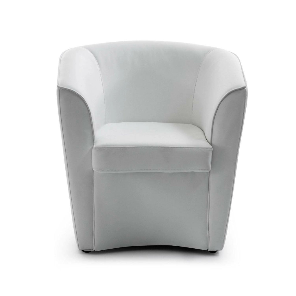 Poltrona Artello, Poltrona da salotto, 100% Made in Italy, Poltroncina relax in ecopelle, cm 70x60h74, Bianco