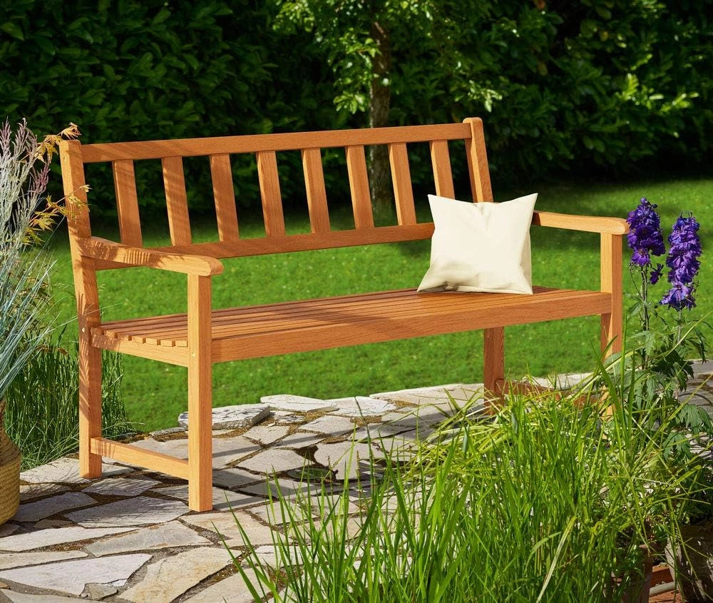 Deuba Casaria Panchina da Giardino Kensington in Legno D'Acacia Resistente 120x90x58 cm Panchina da Parco 2 Posti