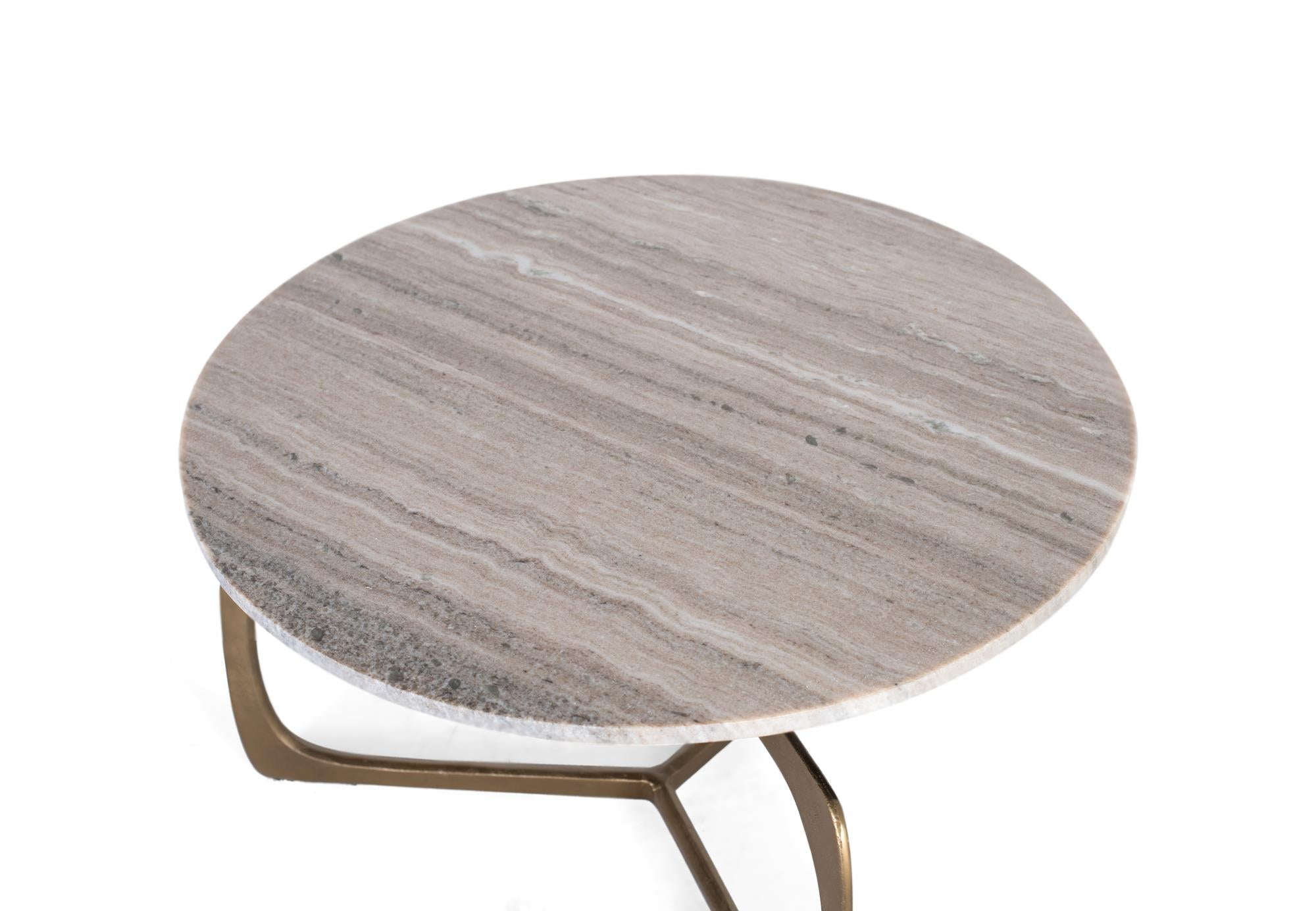 Tavolino con base in metallo e piano in marmo