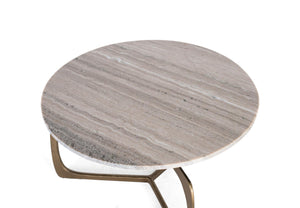 Tavolino con base in metallo e piano in marmo