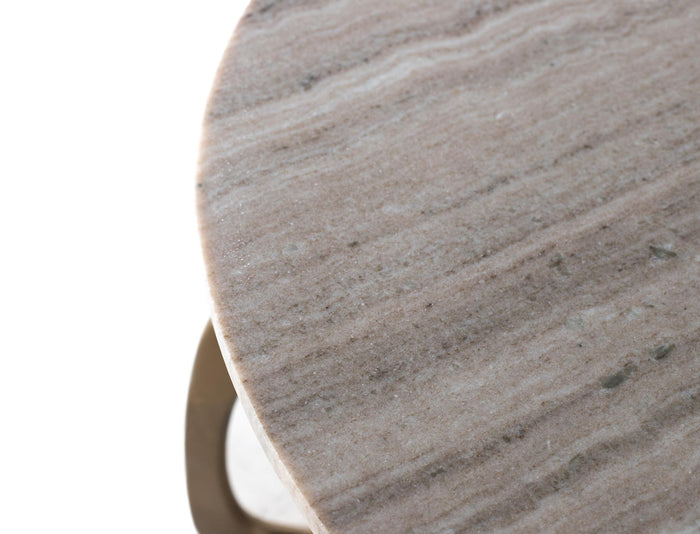 Tavolino con base in metallo e piano in marmo