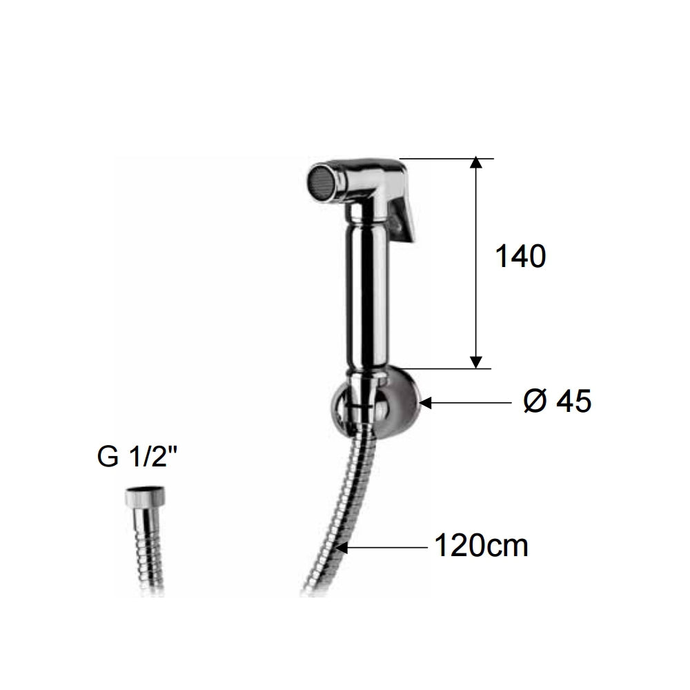 Set doccetta bidet relax con doccia a pulsante, flessibile e supporto lux
