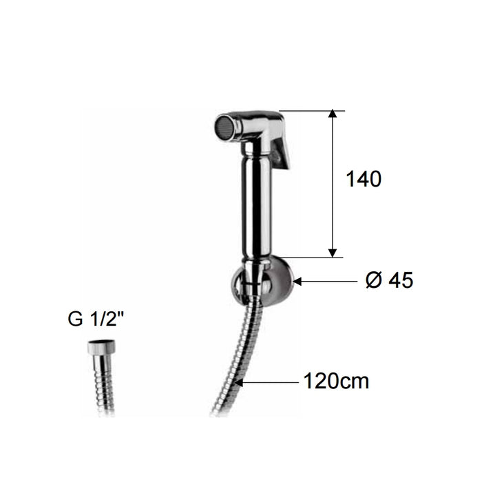 Set doccetta bidet relax con doccia a pulsante, flessibile e supporto lux