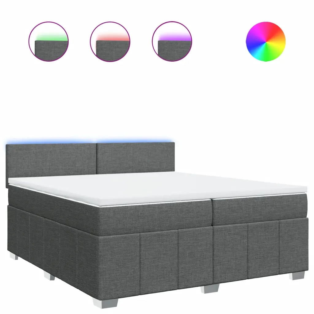 Giroletto a Molle con Materasso Grigio Scuro 200x200 cm Tessuto 3289469