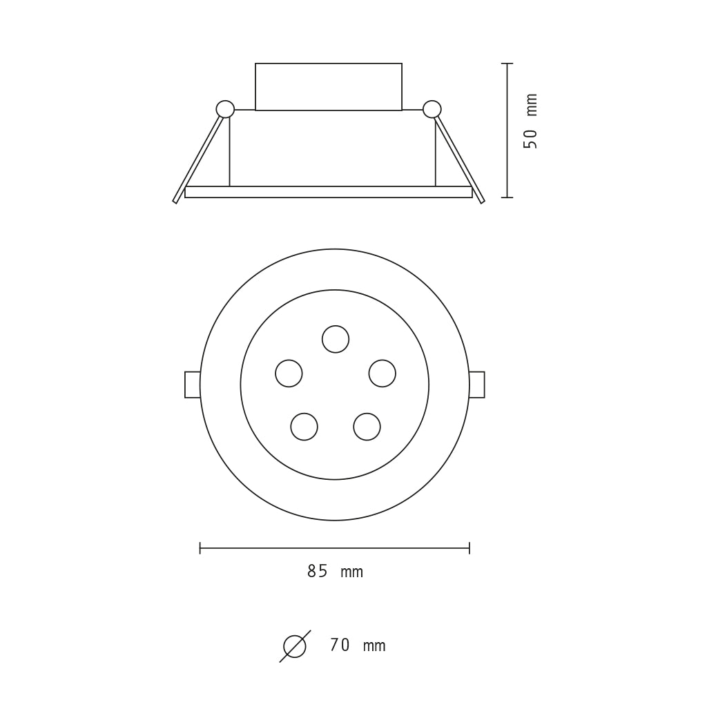 Faretto da incasso orientabile trasparente 5w 3000K luce calda