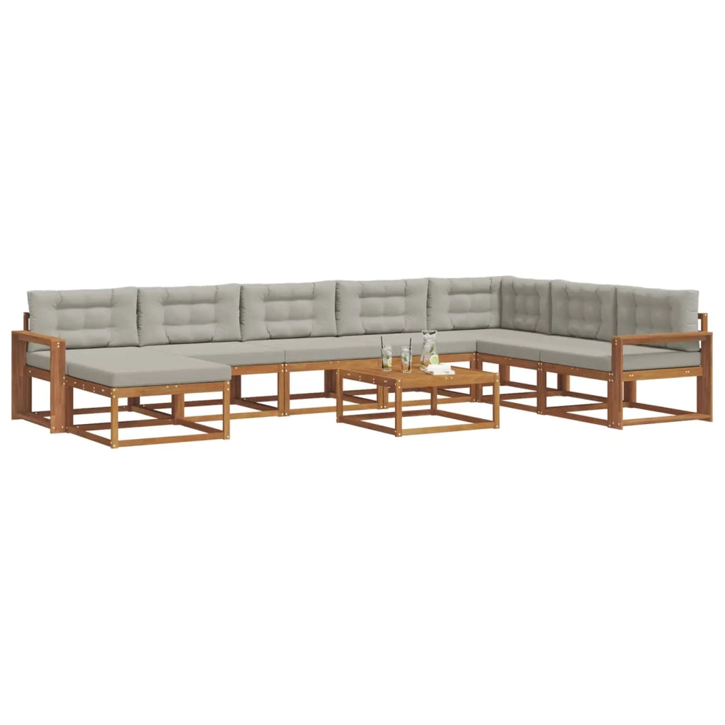 Set di divani da esterno 9 pcs Grigio Naturale e Chiaro 3368039
