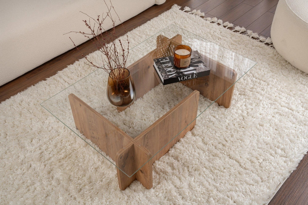 Tavolino da caffè in legno "Flavio" - 105 x 65 x 30 cm - Pino atlantico