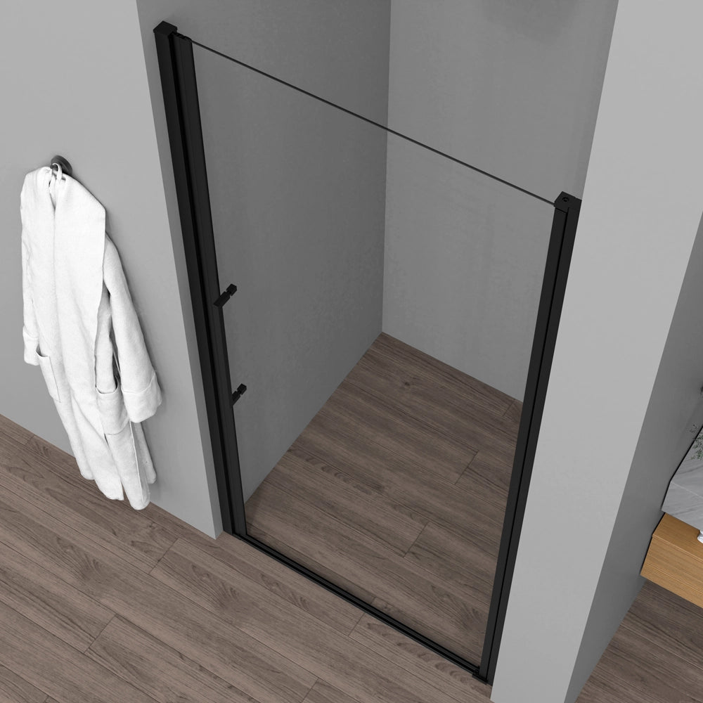 Porta doccia nicchia 95cm in vetro temperato trasparente battente con profilo nero opaco Neos