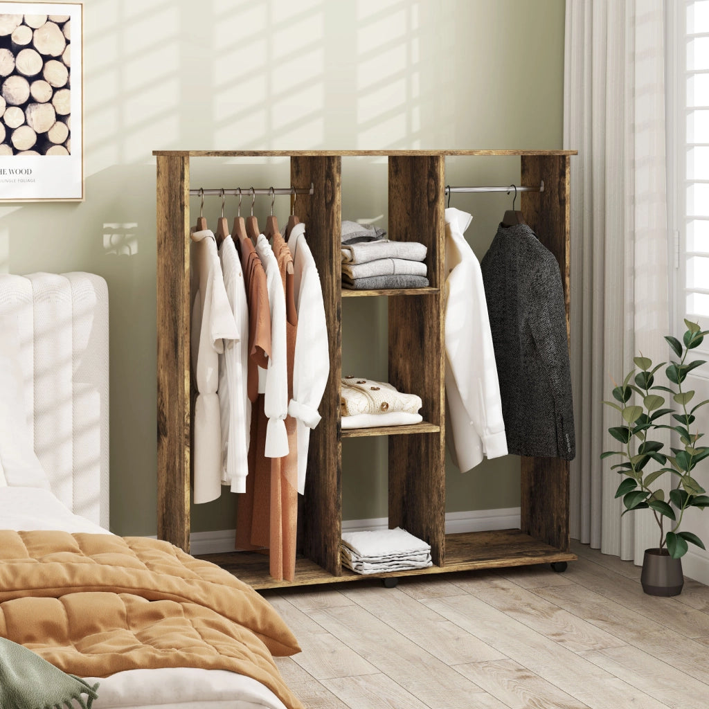Armadio scorrevole con appendiabiti ¨C zephmum ¨C 120x40x128 cm marrone