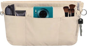 Organizzatore per Borse in Nylon, Multi-Pocket, Tasca per Borse da Spesa, Interni per Borse con Cinturino per Chiave, Beige (M)