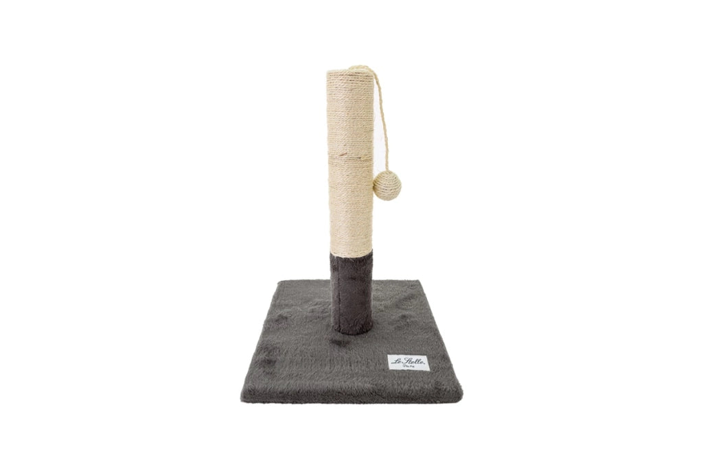 Tiragraffi per Gatti Grigio con Rivestimento Peluche con Palla e Palo Bianchi 30x30xh.30cm 8024299800594