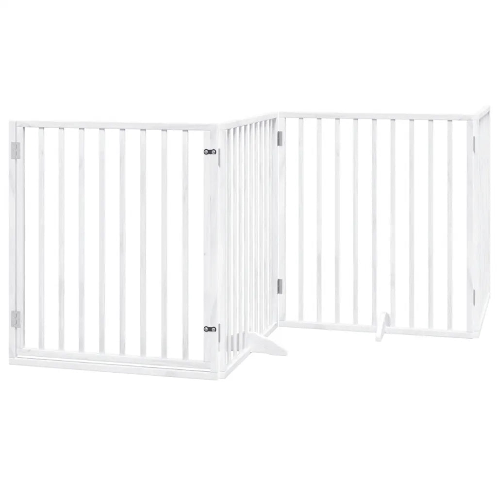 vidaXL Cancello Cani Porta Pieghevole Bianco 12 Pannelli 960 cm Pioppo