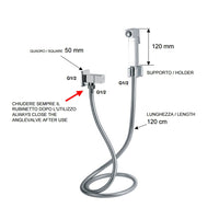 Set doccetta bidet relax sq con doccia quadrata, flessibile, rubinetto e supporto lux