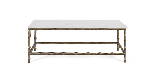 Tavolo centrale con base in metallo e piano in marmo