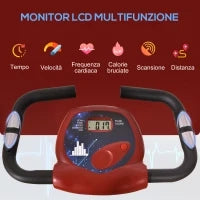 Cyclette Pieghevole da Fitness in Acciaio, Cyclette Magnetica Pieghevole da Casa con Altezza Regolabile, Resistenza Magnetica a 8 Livelli, Schermo LCD, 43x97x109cm, Rosso