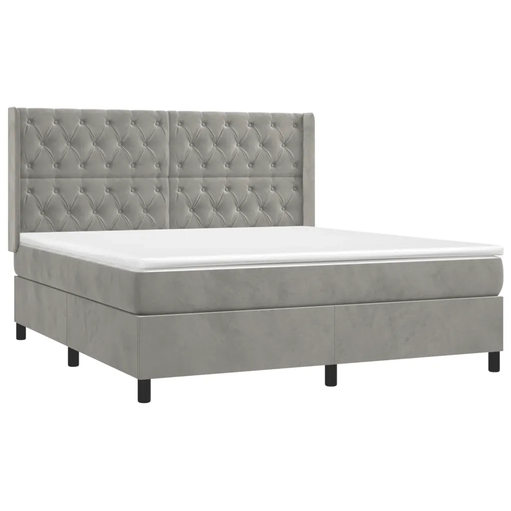Giroletto a Molle con Materasso Grigio Chiaro 160x200cm Velluto 3132867