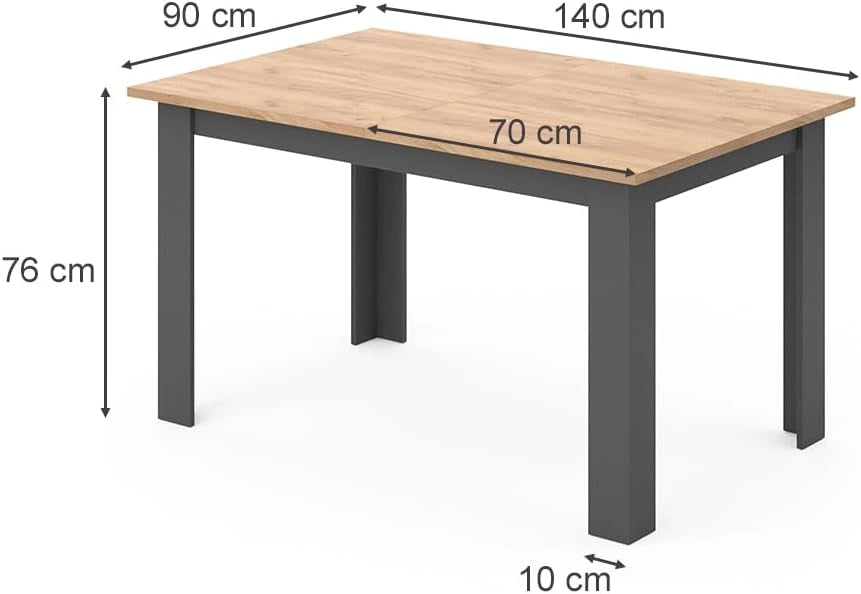 Tavolo da pranzo Karlos, Quercia dorata, 140 x 90 cm, per l'utilizzo come tavolo da pranzo fisso in soggiorno o sala da pranzo