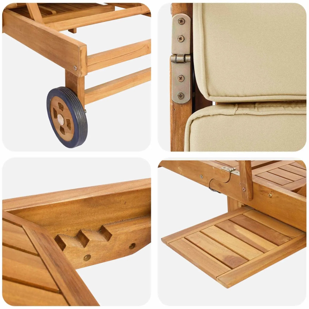 Lettino da sole 100% Poliestere Teak Solido