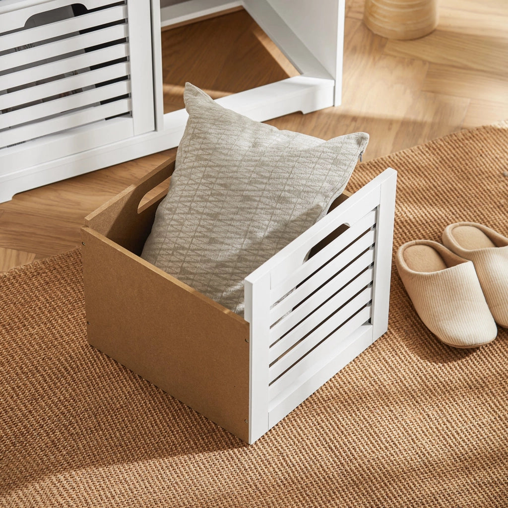 Scarpiera da ingresso Panchina con Cuscino e Cestini 2 Cestini Bianco FSR23-K-W
