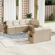 Set Divani da Giardino 7 pz con Cuscini Beige in Polyrattan 3226982