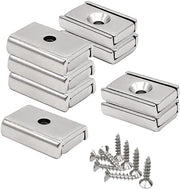 Magnetici rettangolari, confezione da 8 forti magneti di neodimio in forma di mattoncino quadrato, magneti rettangolari multifunzionali, 30 x 13,5 x 5 mm magneti di neodimio, con viti, per lavagne bianche, frigoriferi e lavagne magnetiche