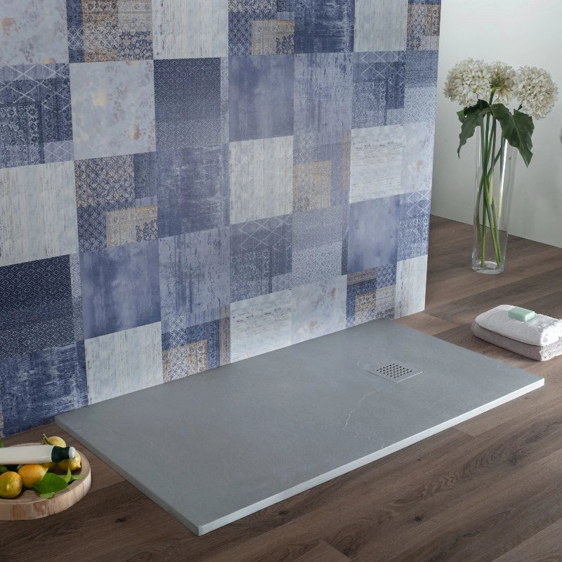 Piatto Doccia Moderno 70x100 cm Marmoresina Grigio Effetto Pietr