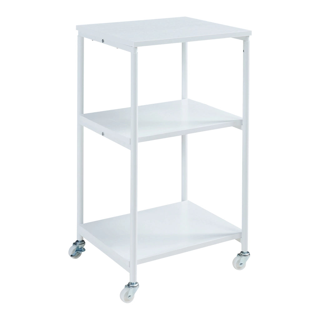 Tavolino Laterale a Ruote Janertu con 2 Ripiani 82 x 39 x 35 cm - Bianco [en.casa]