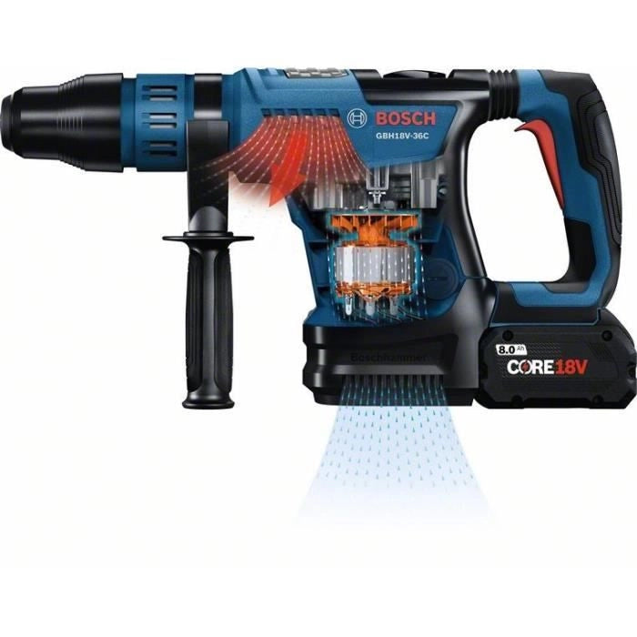 Martello perforatore a batteria SDS Max GBH 18V-36 C con due batterie ProCORE 5.5Ah + caricatore GAL 1880 CV scatola standard BOSCH