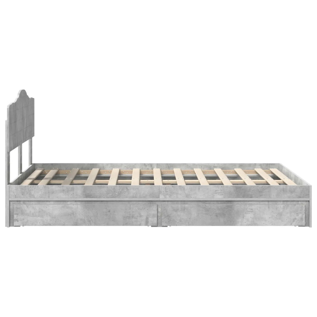 Letto con Contenitore con testiera Grigio cemento 135 x 190 cm