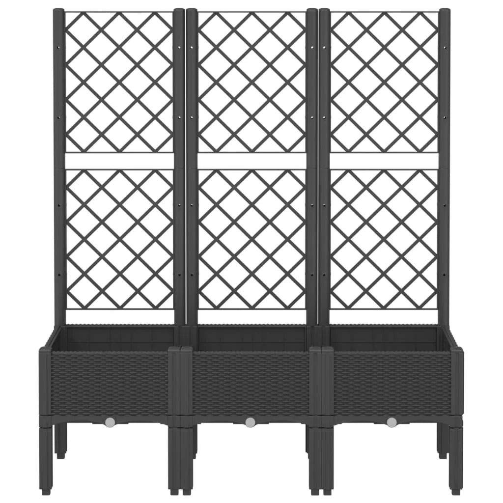 Fioriera rialzata per piante fiori patio giardino con traliccio 120 x 40 x 142 cm PP nero 02_0038241