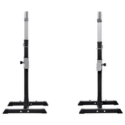 EasyComfort Set 2 Rack Porta Bilanciere in Acciaio, 2 Ganci con Altezza Regolabile, Capacità 150kg, 55x57x105-170cm, Nero