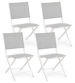 Set 4 Sedie Pieghevole da Giardino 47x57x88h cm Elin Bianco