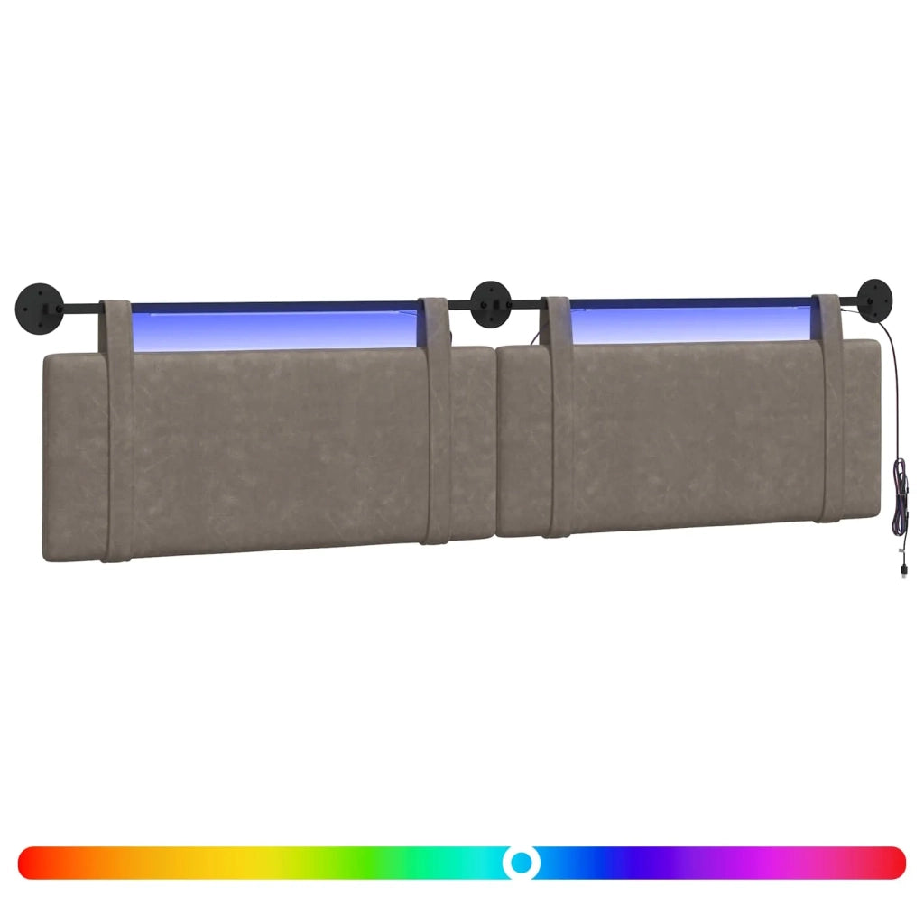 Testiera | Testata sospesa Con luce LED Grigio PU Antico