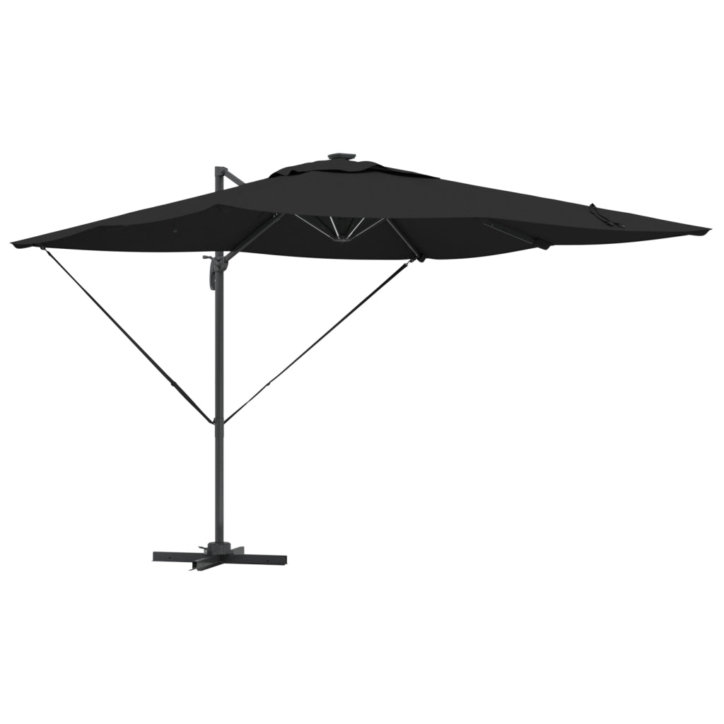 Ombrello a Sbalzo Roma con LED Nero 286x285x270 cm Alluminio