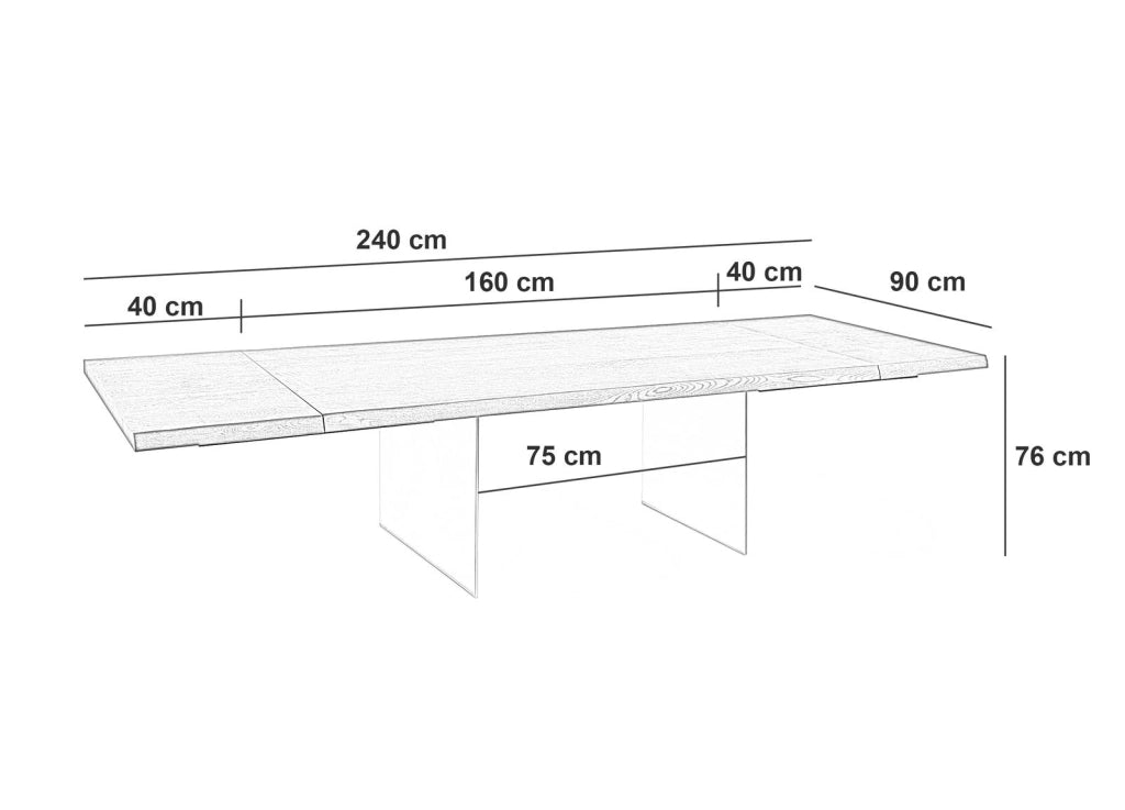 Tavolo Allungabile 160/240x90x76 cm in Rovere Impiallacciato Snooker Naturale